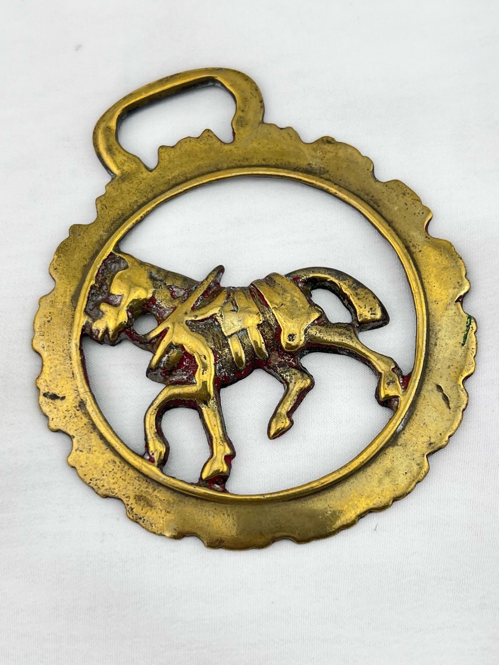 Brass Horse Medallion Antique English Work Field Shire Draft Heavy Show Harness